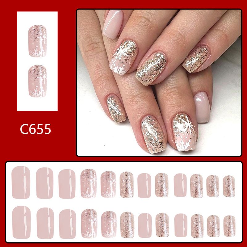 Corta scintillante e generosa armatura 2024 Nuovo stile Natale semplice All-match nudo colore della pelle fiocco di neve glitter indossare armatura 24 pezzi_voghion.com