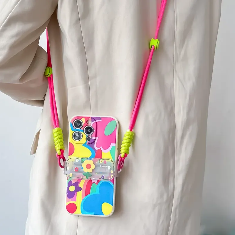 2025 per iPhone 16 15 14 13 12 Pro Max Love Heart Back Clip Lanyard Staffa Catena Tracolla Cordino Carino Fiore Custodia per Telefono_voghion.com