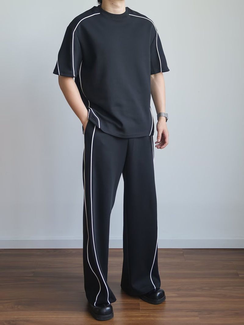Men's Clothing Casual Suit Short Sleeved Trousers Mopping Pants Loose And Handsome Sports Complete Set_voghion.com