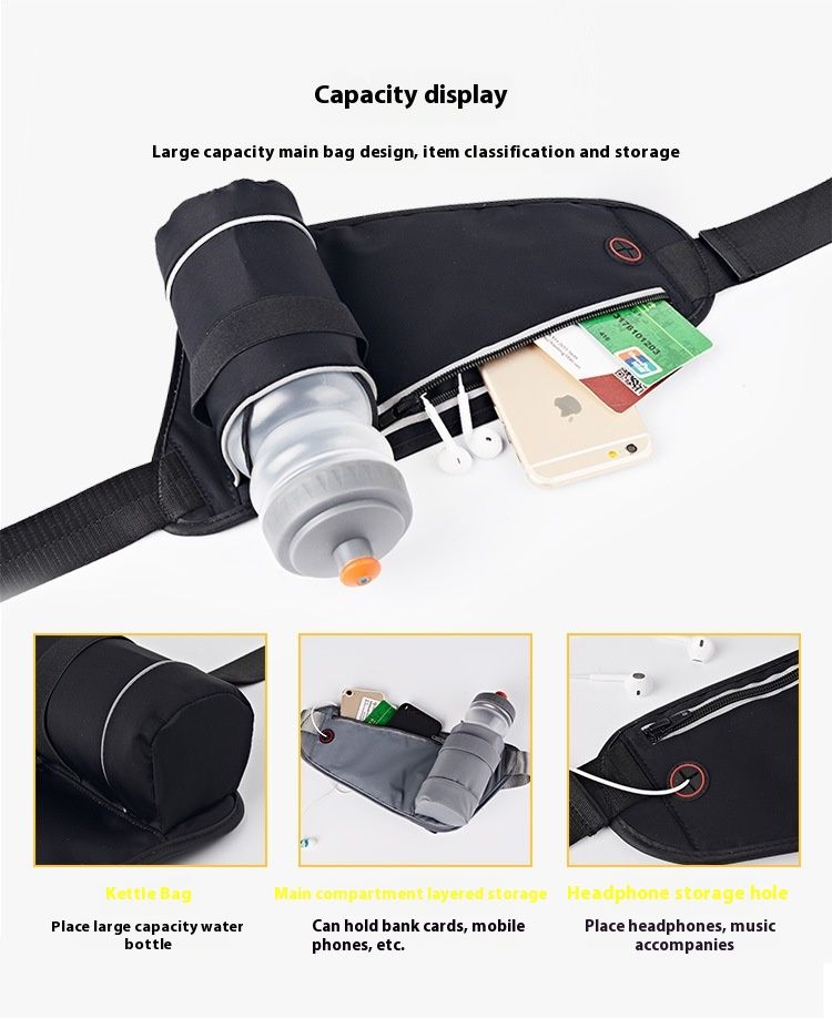 Large-capacity Waist Bag, Water Bottle Holder Running Waist Bag, Adjustable Water Bottle Waist Bag, Fitness Training ,Jogging,Hiking Waist Bag_voghion.com