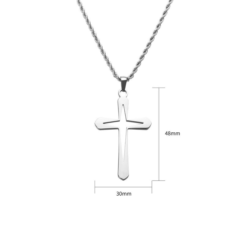 Titan Stahl Herren Halskette Mode Persönlichkeit Einfache Kreuz Stern Hohl Anhänger Schmuck_voghion.com