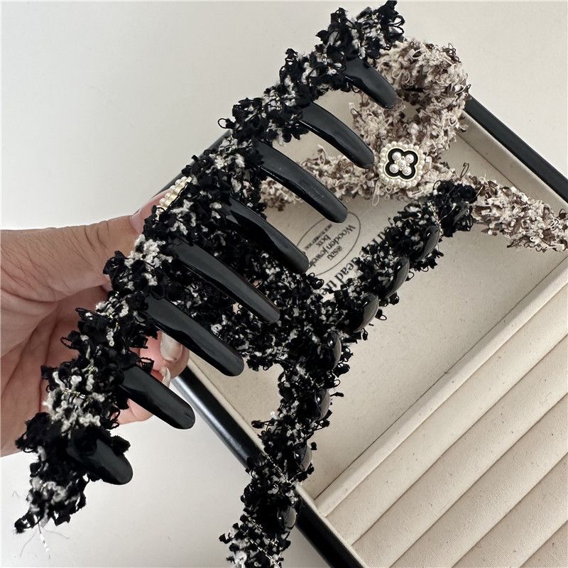 Copricapo con fermaglio per capelli di alta qualità, stile coreano, con fiori in tessuto e fermaglio per capelli a forma di squalo_voghion.com