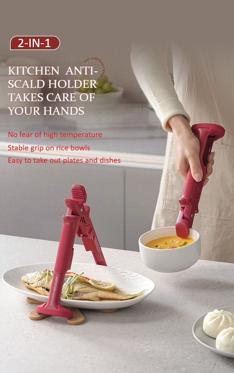 2-in-1 hitzebeständiger Verbrühschutzclip aus Silikon | Sicherer Schüsselgreifer und Küchenzange | Mehrzweck-Verbrühschutz-Silikongreifer_voghion.com