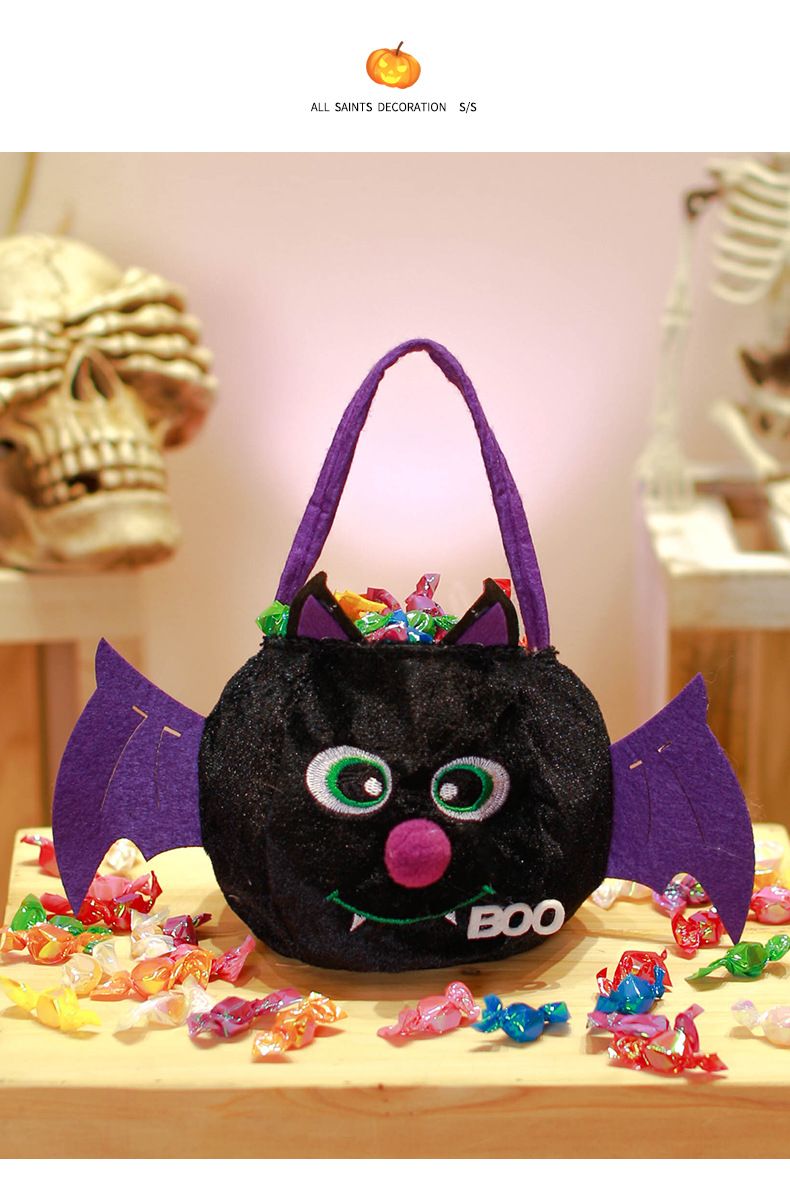 Borse di velluto per dolcetto o scherzetto di Halloween con coulisse a forma di strega e teschio - Carina zucca caramella P_voghion.com