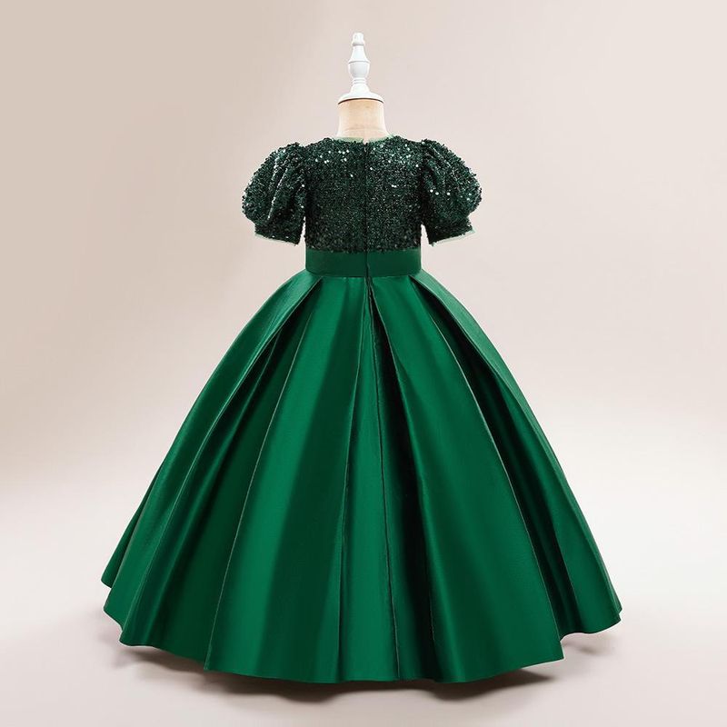 Nuovo vestito da principessa per bambine di taglia media e grande con maniche a sbuffo in glitter e gonna tutù in raso con giunture_voghion.com