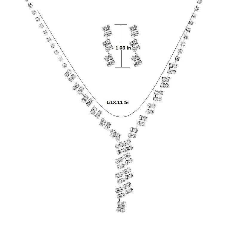 Diamond Clavicle Necklace Set - Elegant 3-Piece Jewelry For Evening Dress & Wedding (Necklace, Earrings & Bracelet)_voghion.com