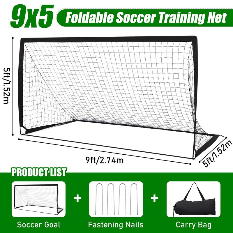 Poartă de fotbal portabilă 9x5ft cu plasă - Poartă de fotbal pliabilă cu instalare rapidă (2,7m x 1,5m)_voghion.com