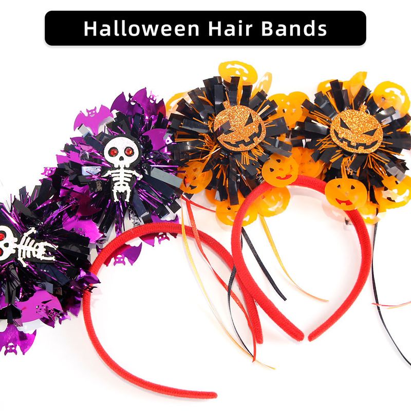 Cerchietto per capelli con nappe e nastro di seta per Halloween, palla da trucco per feste di fantasmi, cerchietto per capelli con zucca ragno_voghion.com