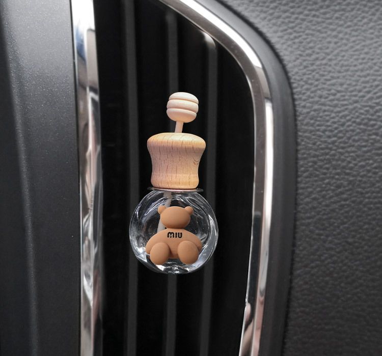 Botella de perfume de coche de té con leche de dibujos animados, botella vacía, salida de aire de coche de celebridades de Internet, clip de aromaterapia, decoración, suministros de decoración_voghion.com