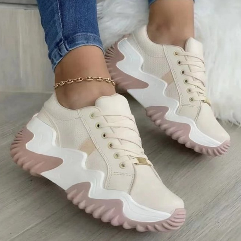 SHLIANG Moda Tênis Sapato de Lona de Cano Alto Tênis Feminino Sapatos Femininos com Cadarço Respirável Corrida Casual Outono Plataforma Meninas Vulcanizado S0052_voghion.com