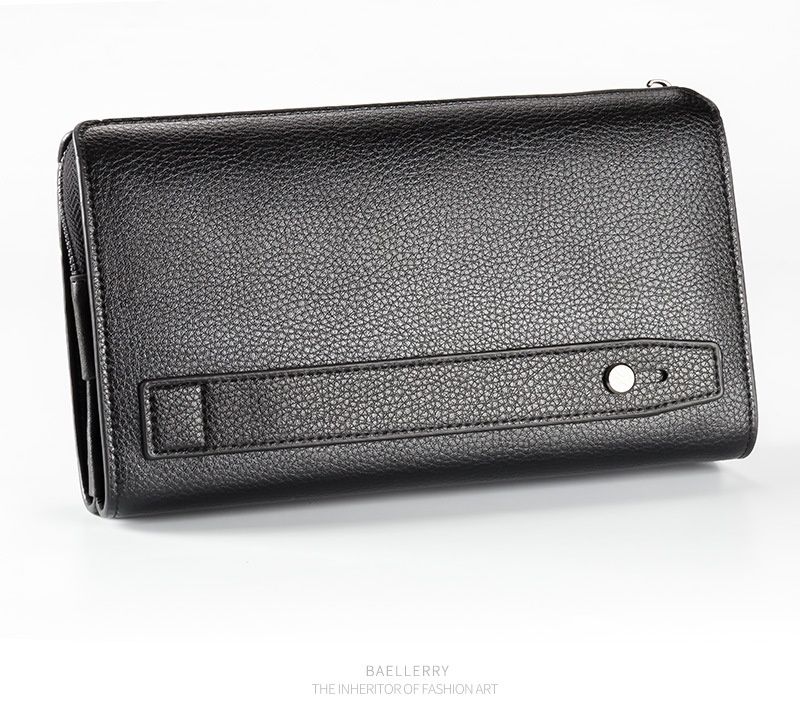 Men's Wallet New Business And Leisure Large Capacity Handbag Litchi Pattern Zipper Handbag_voghion.com