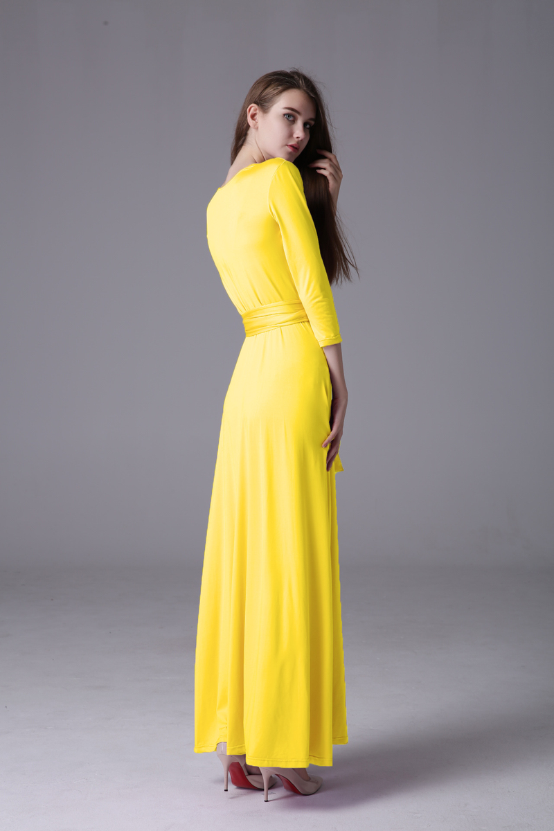 Women's clothing burst seven-point sleeve multi-thread multi-rope cross sexy bandage dress long dress_voghion.com
