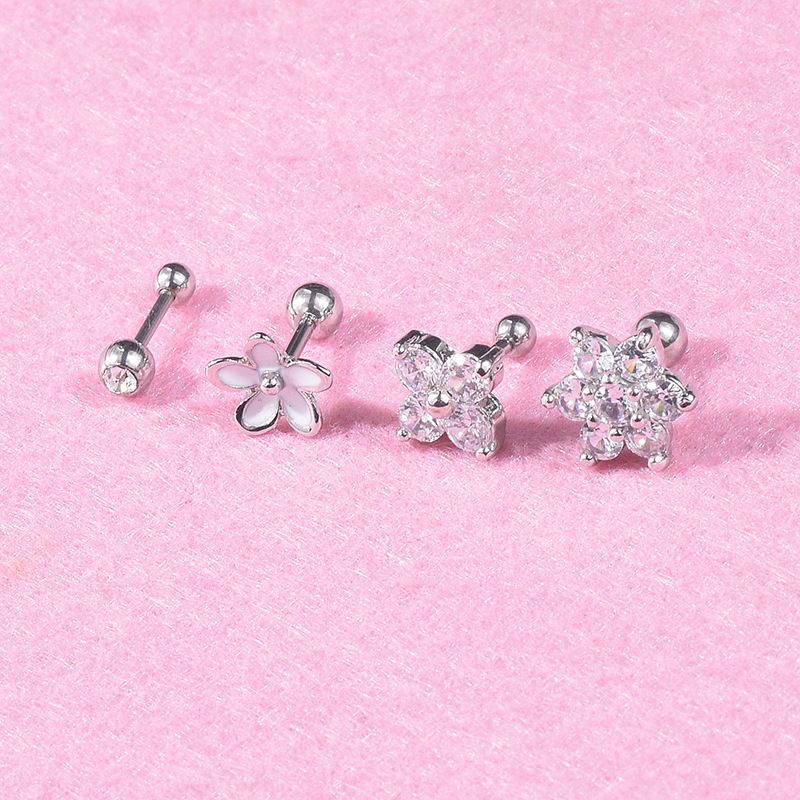 Edelstahl Ohrringe Schmuck Neue Blume Zirkon Stud Ohrringe Kleine Earbone Stud Ohrringe_voghion.com
