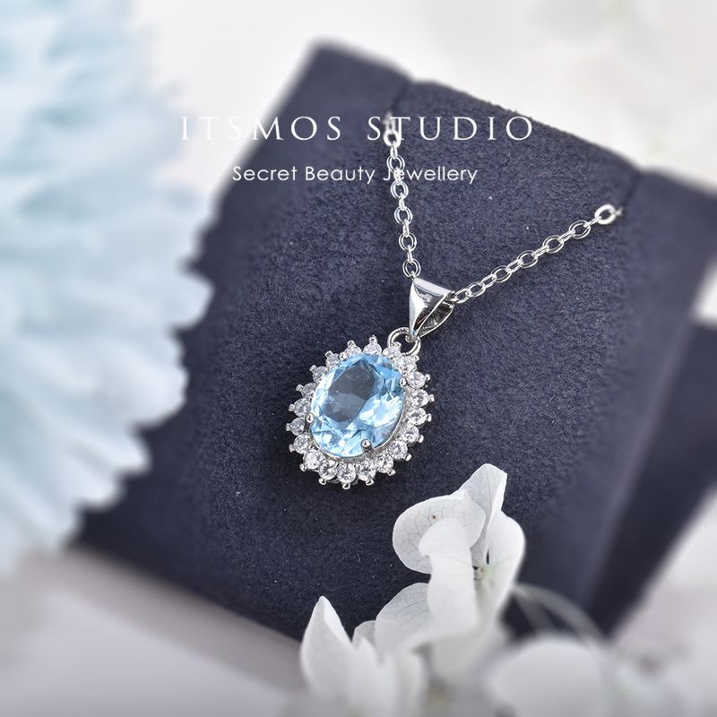 Mode ITSMOS Topas Kristall Anhänger Natürlichen Edelstein Weibliche S Sterg Sier Halskette Schmuck für Frauen Geschenk_voghion.com