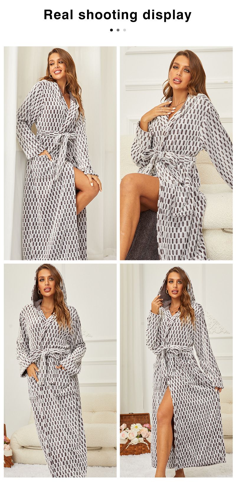 Warm Large Size Hooded Nightgown Comfortable Autumn And Winter Extended Pajamas Flannel Couple Bathrobe_voghion.com