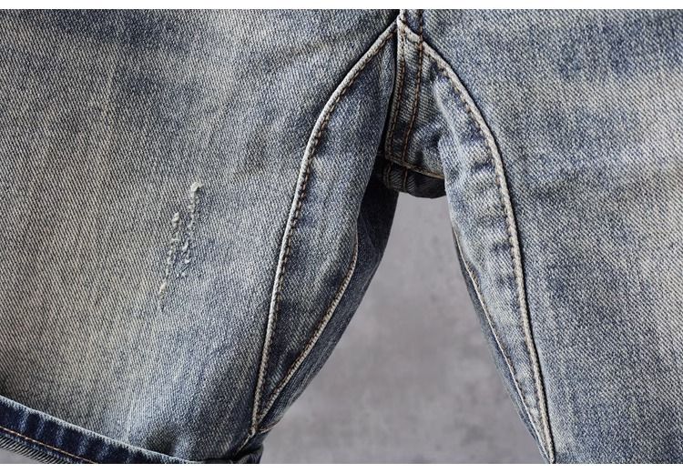 Pantaloncini in denim chiaro lavati da uomo, estivi, sottili, stile coreano, alla moda, vestibilità aderente, versatili, a cinque punte_voghion.com