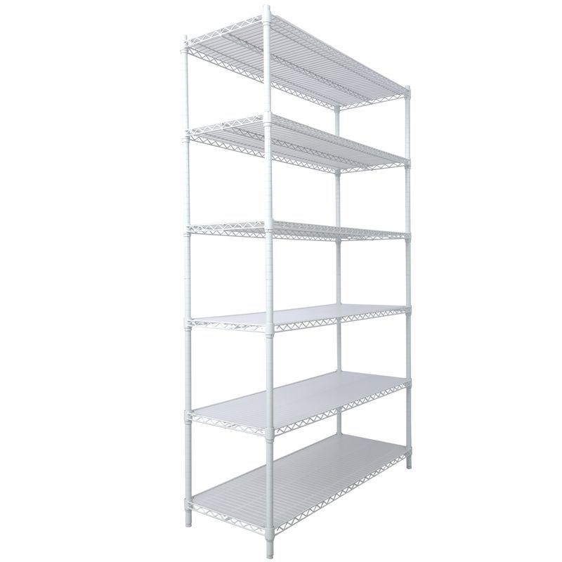 6 Tier 6000lbs Capacity NSF Metal Shelf Wire Shelving Unit, Heavy Duty Adjustable Storage Rack With Wheels & Shelf Liners For Commercial Grade Utility Steel Storage Rack, White - 84"H X 48"L X 20"D_voghion.com