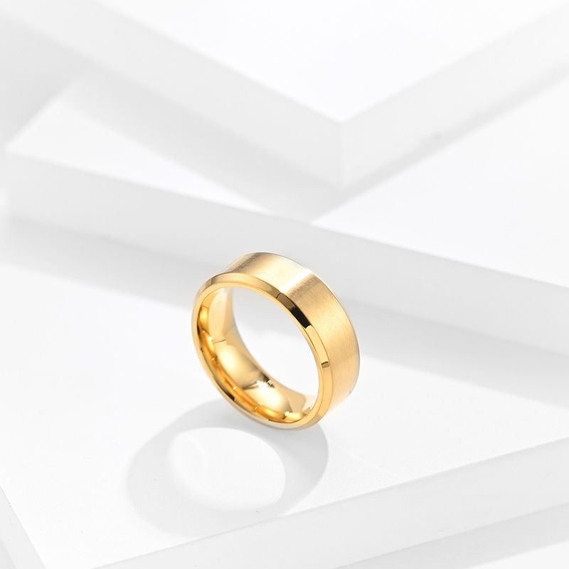 Men And Women's Jewelry Matte Brushed Simple Titanium Steel Ring Vacuum Plating Can Be Engraved_voghion.com