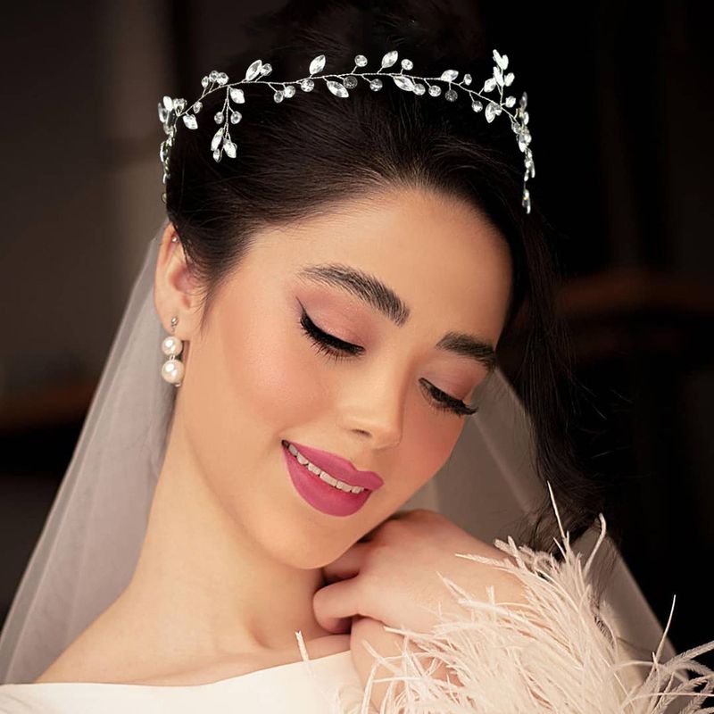 Drahokamenový pásek do vlasů Ručně kroucená ohebná čelenka Čelenka Diamantové doplňky na svatební párty_voghion.com