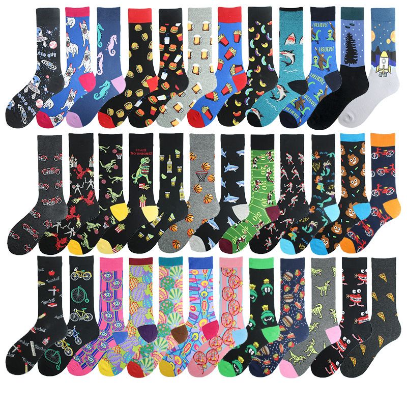 Eksplosiv til mænd og kvinder Harajuku modetrend Kreativ sjov Unisex bomuld mellemlange sokker_voghion.com