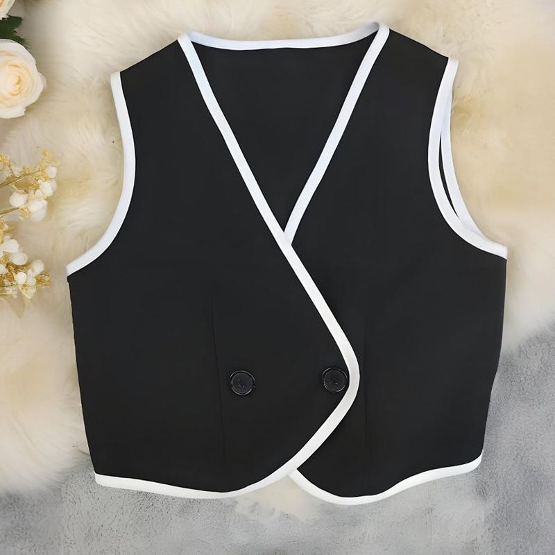 Gilet sans manches de couleur unie pour femme, nouveau tempérament_voghion.com