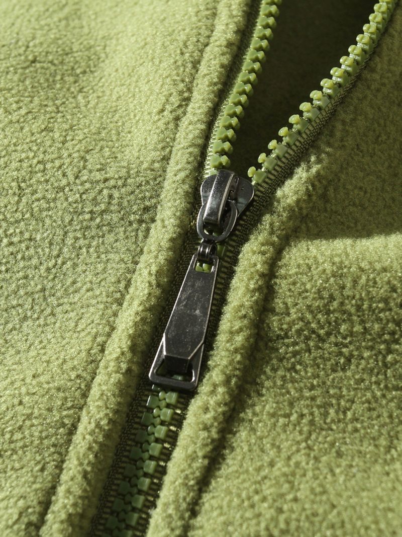 Chaqueta informal con capucha y cremallera para hombre - Sudadera ligera con cuello alto y forro polar para otoño e invierno (gris, negro, verde, beige)_voghion.com