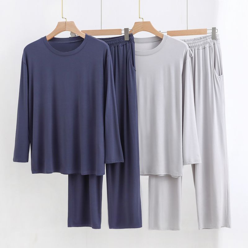 Set da due pezzi da uomo in modal Bitcotton, con maniche lunghe elastiche e pantaloni lunghi, ampio e casual, edizione coreana_voghion.com