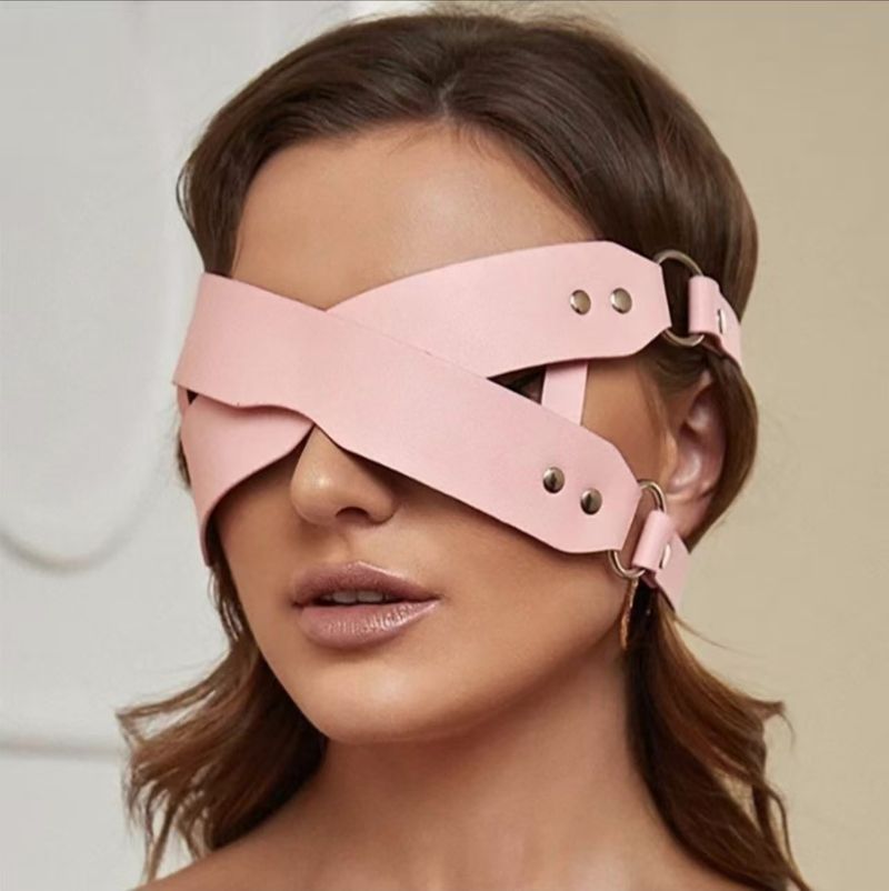 Unisex Cosplay Erwachsene Schwarz Leder SM Alternative Spielzeug Erotische Augenmaske Bondage Restraint Factory_voghion.com