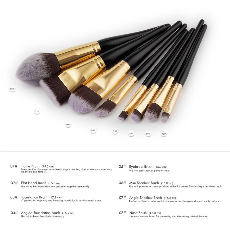 8 pezzi pennelli per trucco set di strumenti di bellezza pennello per fondotinta trucco bellezza GUJHUI fabbrica di origine_voghion.com