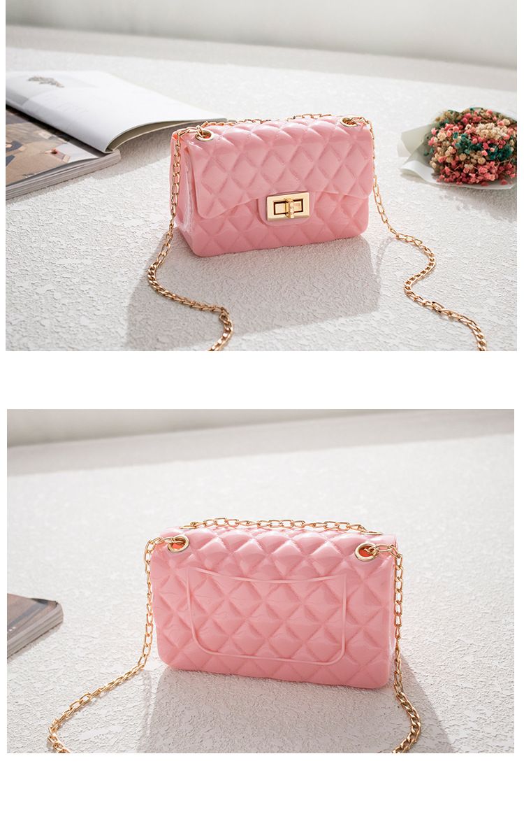 Borsa trapuntata alla moda da donna - Mini borsa a tracolla quadrata con tracolla a catena a doppio foro (stile dolce e fresco)_voghion.com