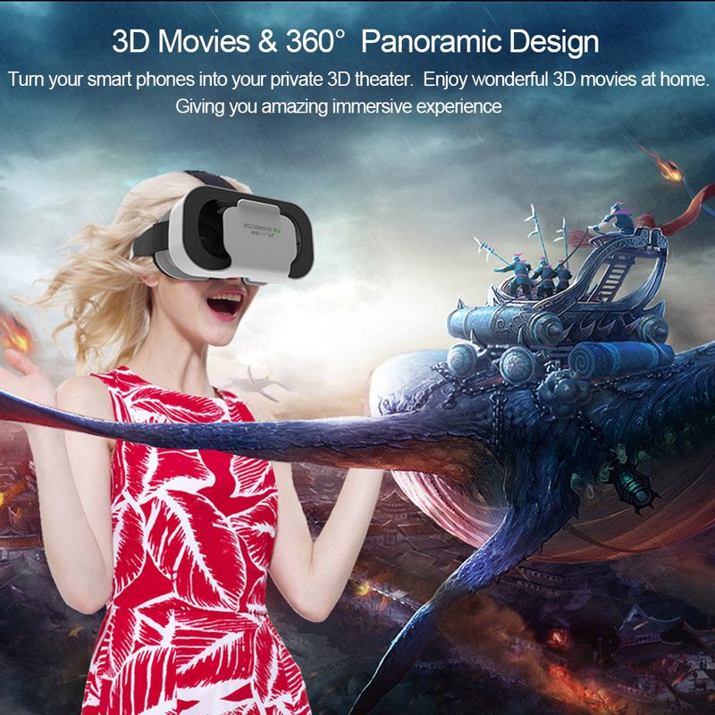 Shinecon 3D VR-briller Virtual Reality Viar Goggles Headset-enheder Smart hjelmlinser til mobiltelefon Mobil_voghion.com