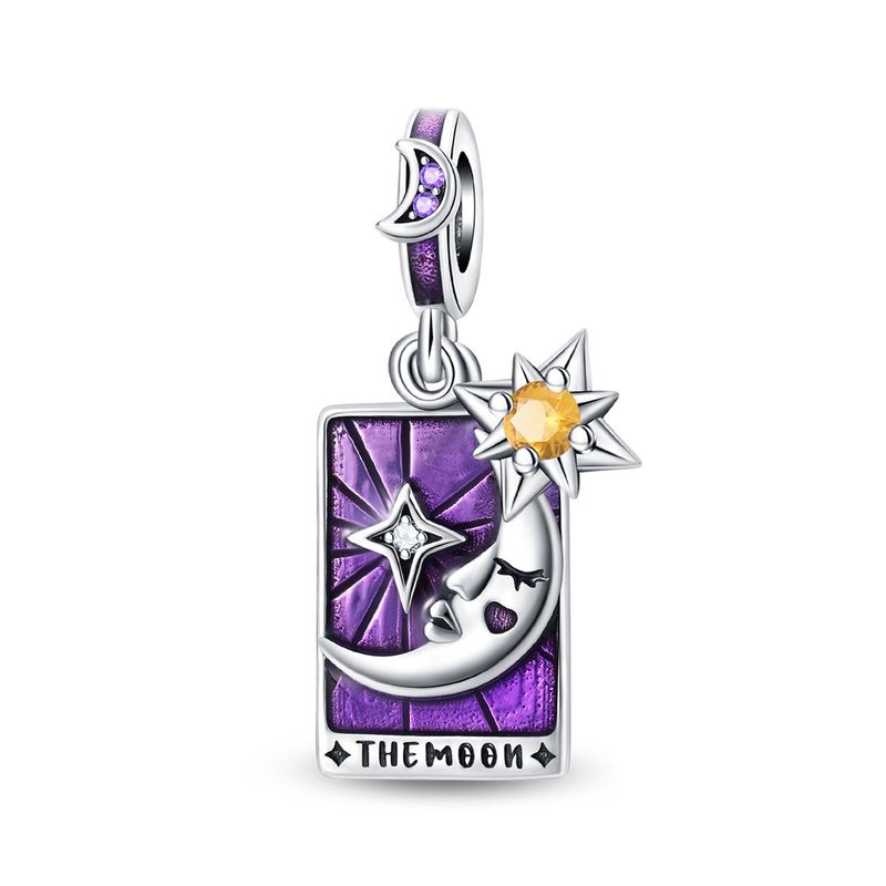 Gioielli da donna, ciondolo a forma di stella dei tarocchi, luna e clessidra, perline fai da te, accessori per gioielli, bracciale in argento placcato in rame_voghion.com