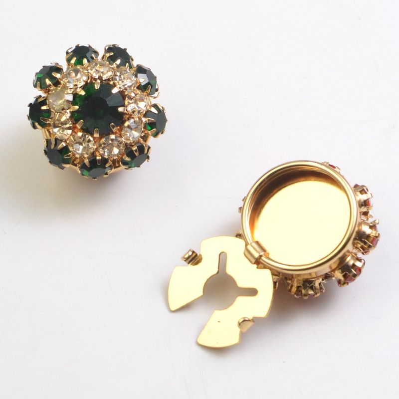 Fashion Pearl Shirt Cufflink Flower Collar Rhinestone Decorative Button Cover_voghion.com
