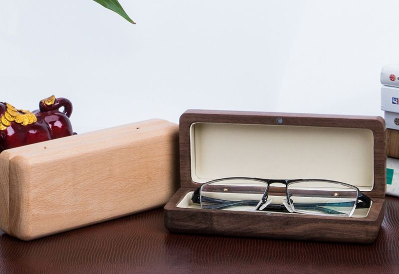 Scatola per occhiali unisex in legno massello di noce, semplice regalo giapponese, contenitore per occhiali in legno_voghion.com