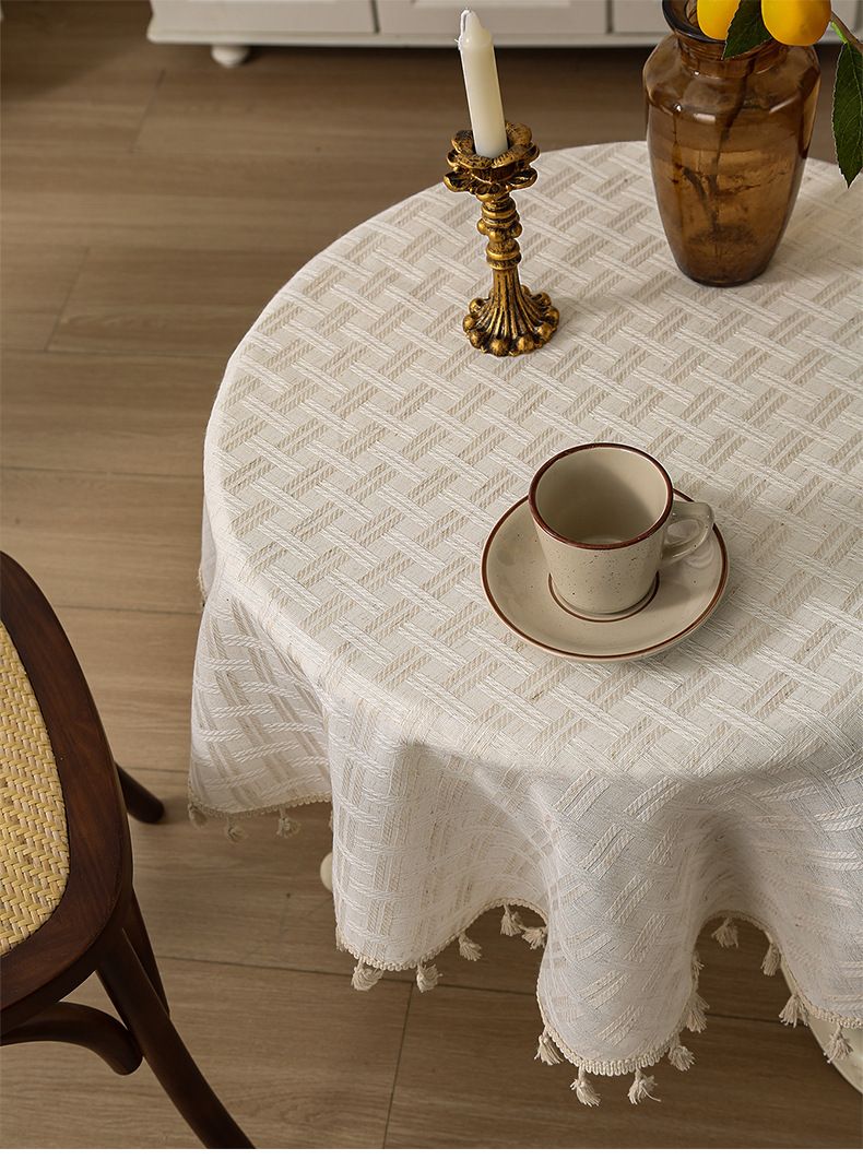 Fabric Round Table Cloth Cotton And Linen High Grade Stall Table Cloth Ins Style Coffee Table Cover Table Cloth Japanese Style High Value_voghion.com