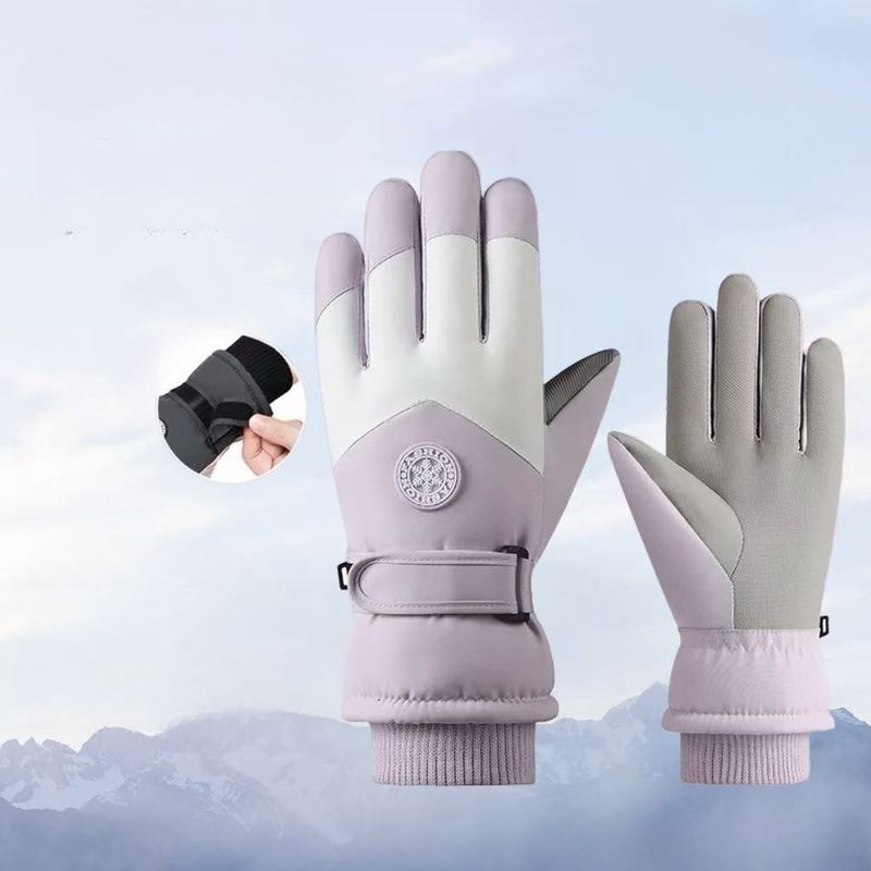 Luvas de ciclismo ao ar livre, à prova de vento, forradas com lã, quentes, resistentes à água e com tela sensível ao toque, para esqui, para homens e mulheres_voghion.com