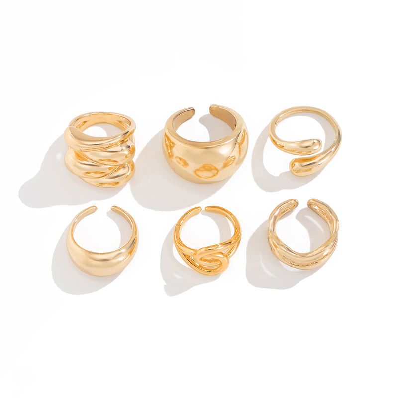 ins liquido linea geometrica anello aperto nicchia design irregolare lava anello mano gioielli donna_voghion.com