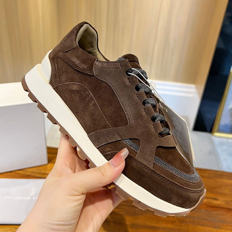 Lässige Damenschuhe mit dicker Sohle, Neu 2024, weiße Schuhe, echtes Leder, mattiert, farblich blockiert, Sportschuhe mit kostbaren Perlen_voghion.com