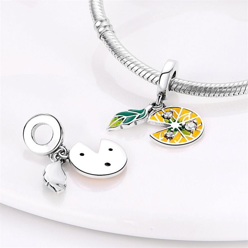 Gioielli da donna in argento placcato rame bianco 925, serie di frutta, ciondolo a forma di avocado e ciliegia, bracciale con perline fai da te Panjia, regalo_voghion.com