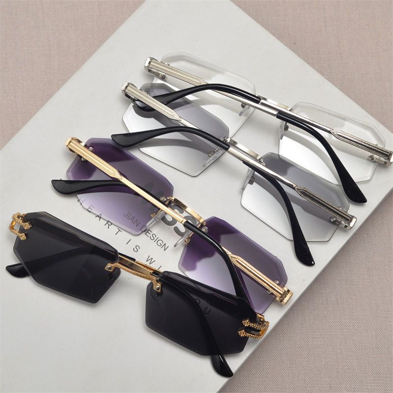 Sommer Rechteckige Randlose Sonnenbrille Modetrend Sonnenbrille_voghion.com