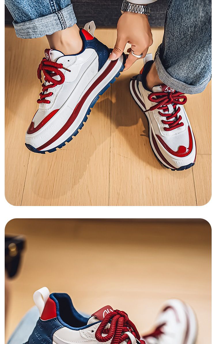Frühlingsmode Herren Mesh Splicing Sneakers, Erhöhte, Atmungsaktive, Farbblockierende, Low-Top-Laufschuhe_voghion.com