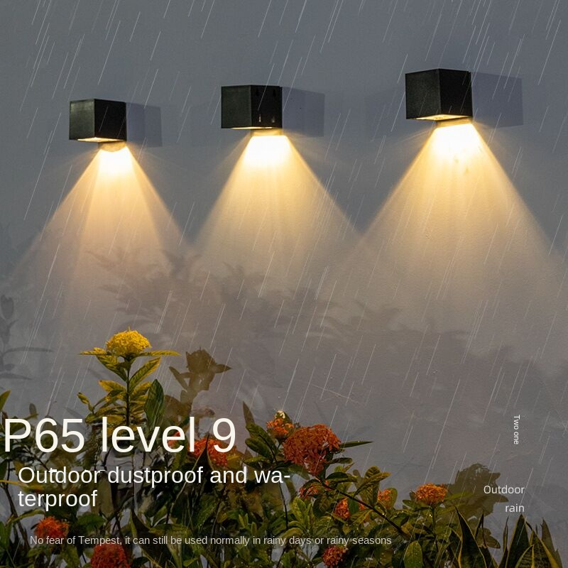 2PCS LED Solar Light Outdoor Garden Lampada da parete quadrata Sensore di luce solare IP65 Impermeabile Cortile Cortile Balcone Recinzione Decorazione Lampada LED Lampada solare_voghion.com