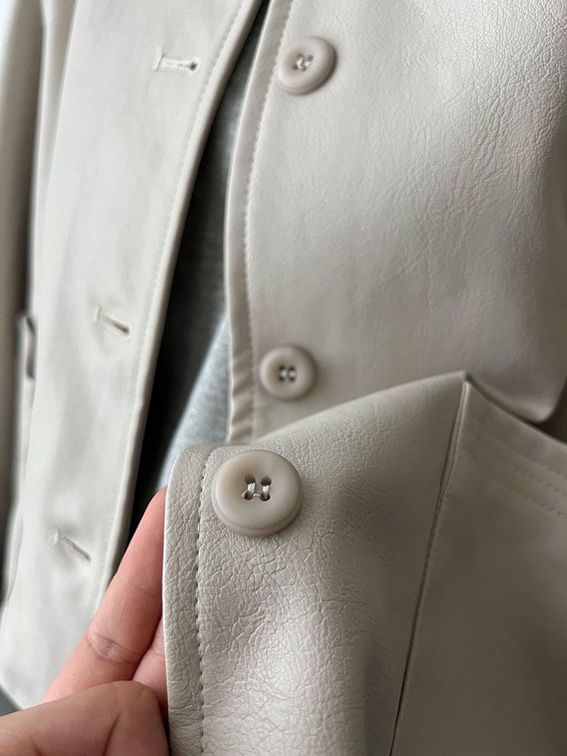 Dames slim fit PU leren jas met enkele knoopsluiting - Koreaanse stijl cropped bikerjack voor de herfst, casual en veelzijdige bovenkleding_voghion.com