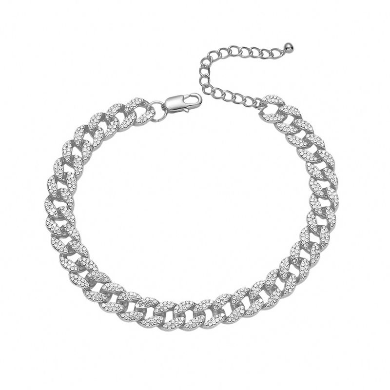 Hip Hop Full Diamond Cuban Chain Unisex Trendy Foot Jewelry Inlaid Fashion Accessories Anklet_voghion.com