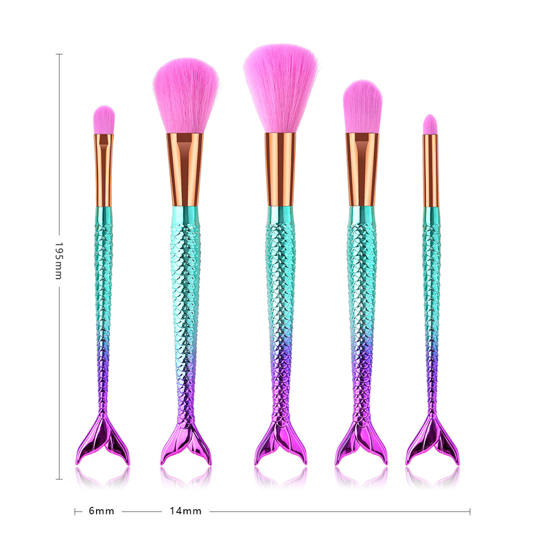 5-teiliges Make-up-Pinselset, Make-up-Tools, Augenset, Lidschattenpinsel, rosa und blauer Farbverlauf, Yuncai GUJHUI_voghion.com