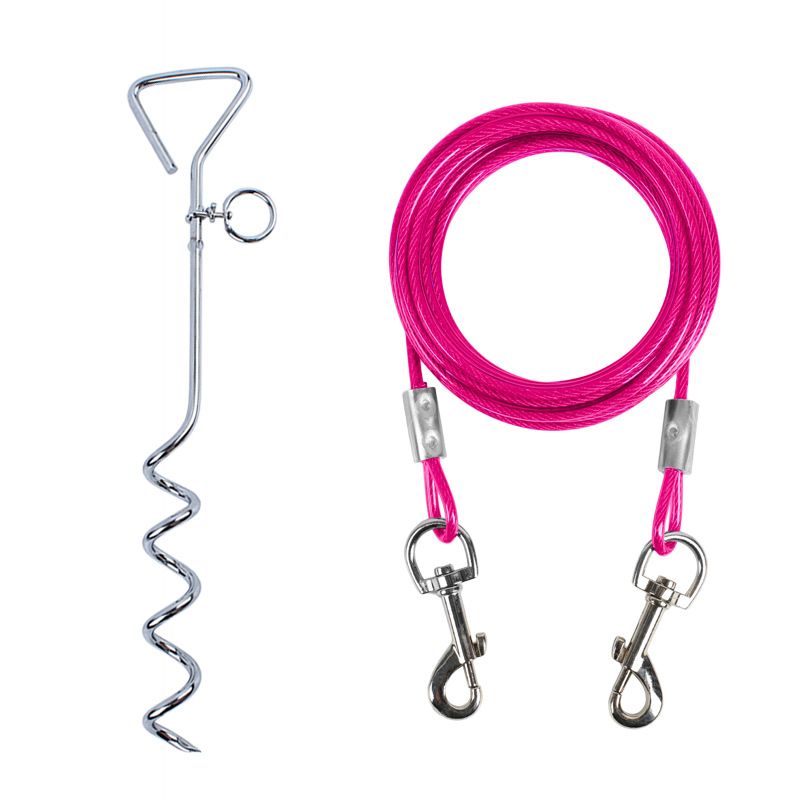 Pet Stake Tie Stahldrahtseil Hundeleine Verschleißfest_voghion.com