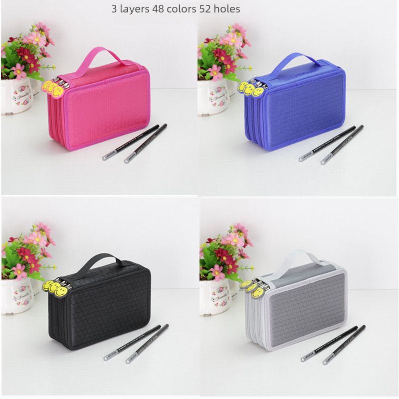 Trousse à crayons à quatre couches pour étudiants, trousse à crayons de couleur pour pinceaux de 72 couleurs, trousse de rangement poreuse pour papeterie, trousse à crayons d'art, vente en gros_voghion.com