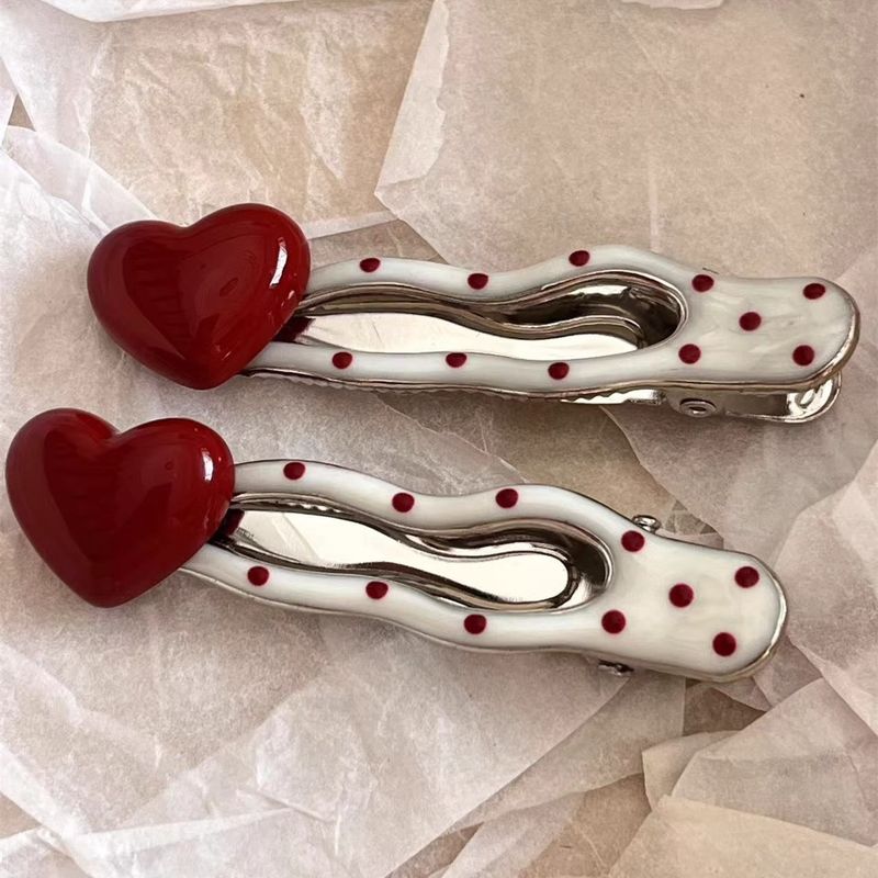 Fermagli per capelli da donna a forma di cuore, fermagli per capelli laterali di alta qualità, fermagli per capelli a becco d'anatra Ancora Red, dolci e alla moda_voghion.com
