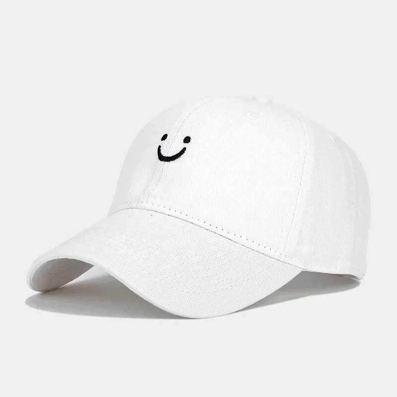 Smiley Face Trucker Washed Dad for Men Women Cute Baseball Caps Unstructured Smile Embroidered Hat_voghion.com