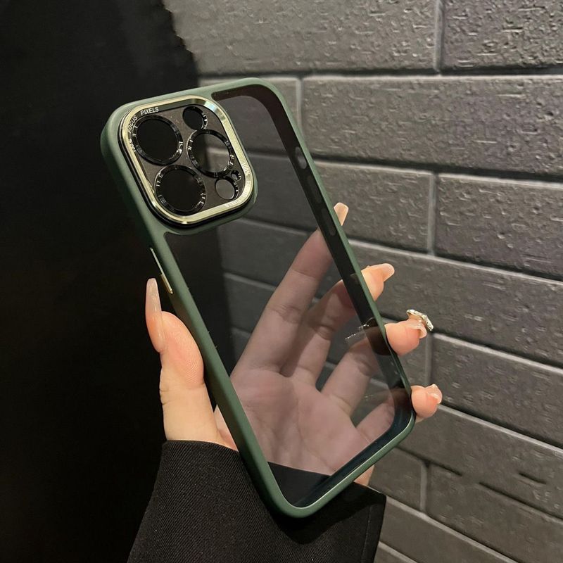 Custodia per telefono con lente in metallo 15 14 Promax maschio 12 femmina iPhone 13 nero 16 anti-caduta trasparente 11_voghion.com